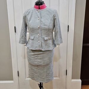 Allegra K Women's Elegant Blue Shimmer Skirt Set